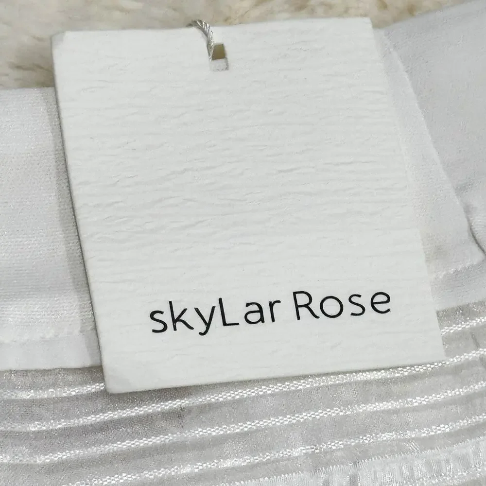 Skylar Rose Women's Soft Stretchy Mini Skirt with Ruffles White Size Small NWT - Picture 9 of 12